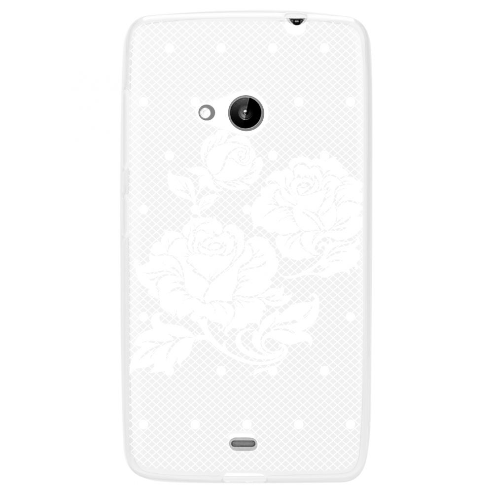 POUZDRO na Microsoft 535 Lumia - CASE "LACE" (zadní kryt) - bílá růže Ego Mobile