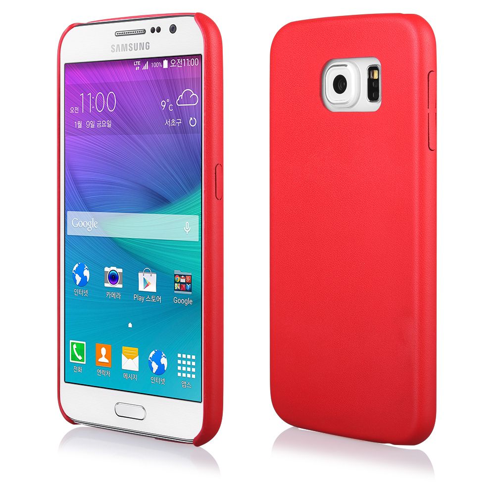 Pouzdro na Samsung G920 S6 - CASE "LEATHER THIN" (zadní kryt) - červené Ego Mobile