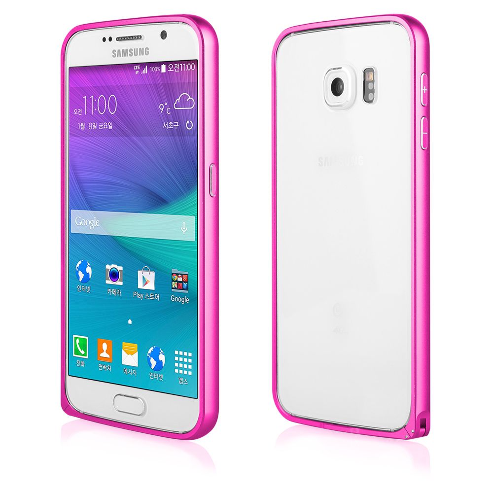 Pouzdro na Samsung G920 S6 - Bumper metal - tmavě růžové QULT Case