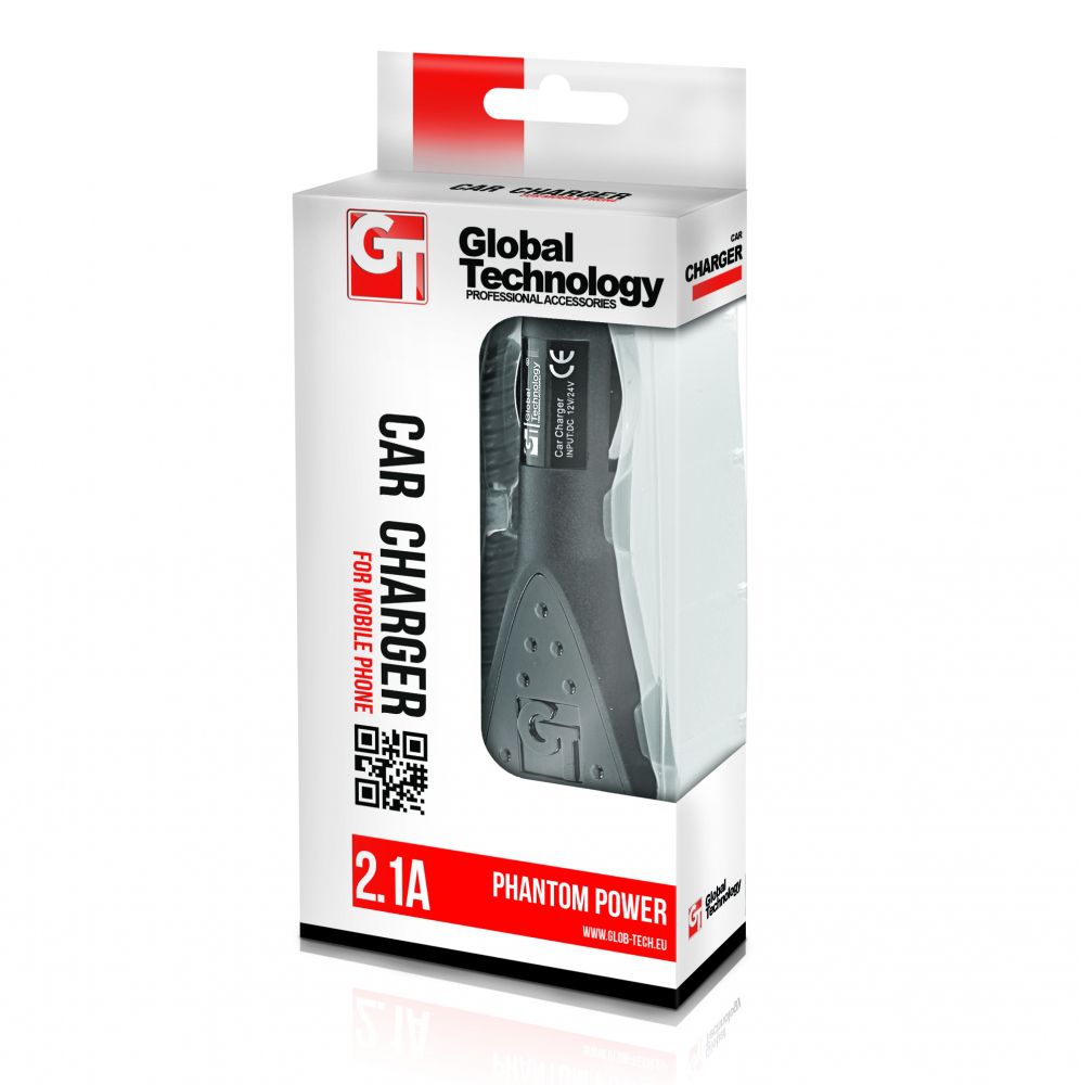 Nabíječka mobilního telefonu PHANTOM microUSB 2.1A do auta GT Global technology