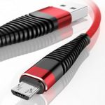Kabel USB Nylon - microUSB -  1m - červený