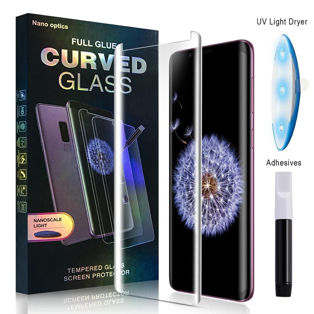 Liquid glass pro Samsung Note 20 - s UV lepidlem - čiré Curved glass