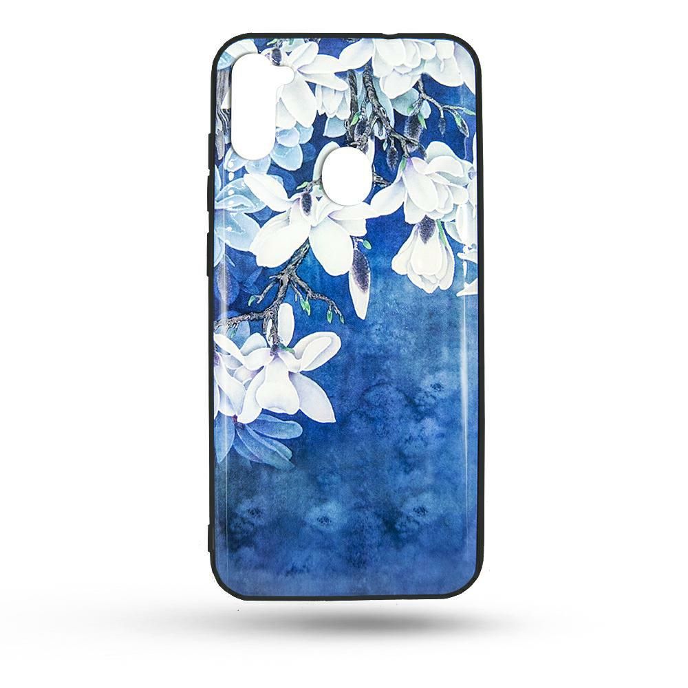Pouzdro MFashion na Samsung A72 - 3D květy - modré