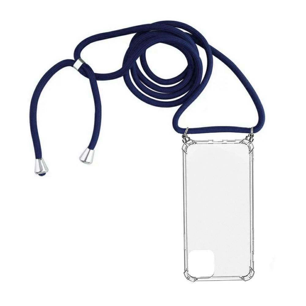 Pouzdro Rope Case na Samsung A02s na krk - modré Jelly Case