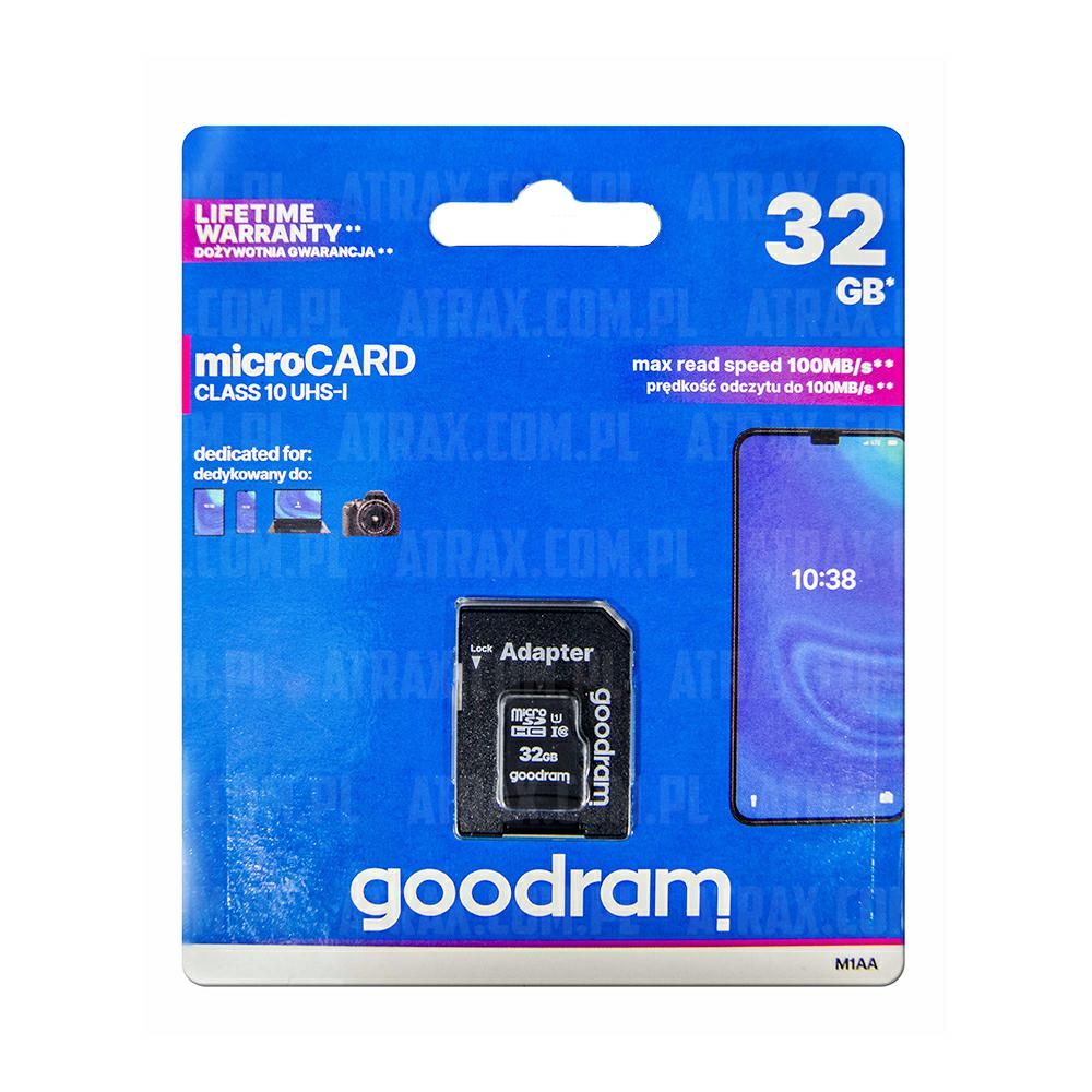 Paměťová karta microSD 32GB Class 10 UHS + adaptér 100MB/s GoodRam