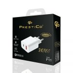 PrestiCo síťová nabíječka F11 USB-A+USB-C QC+PD 20W - bílá