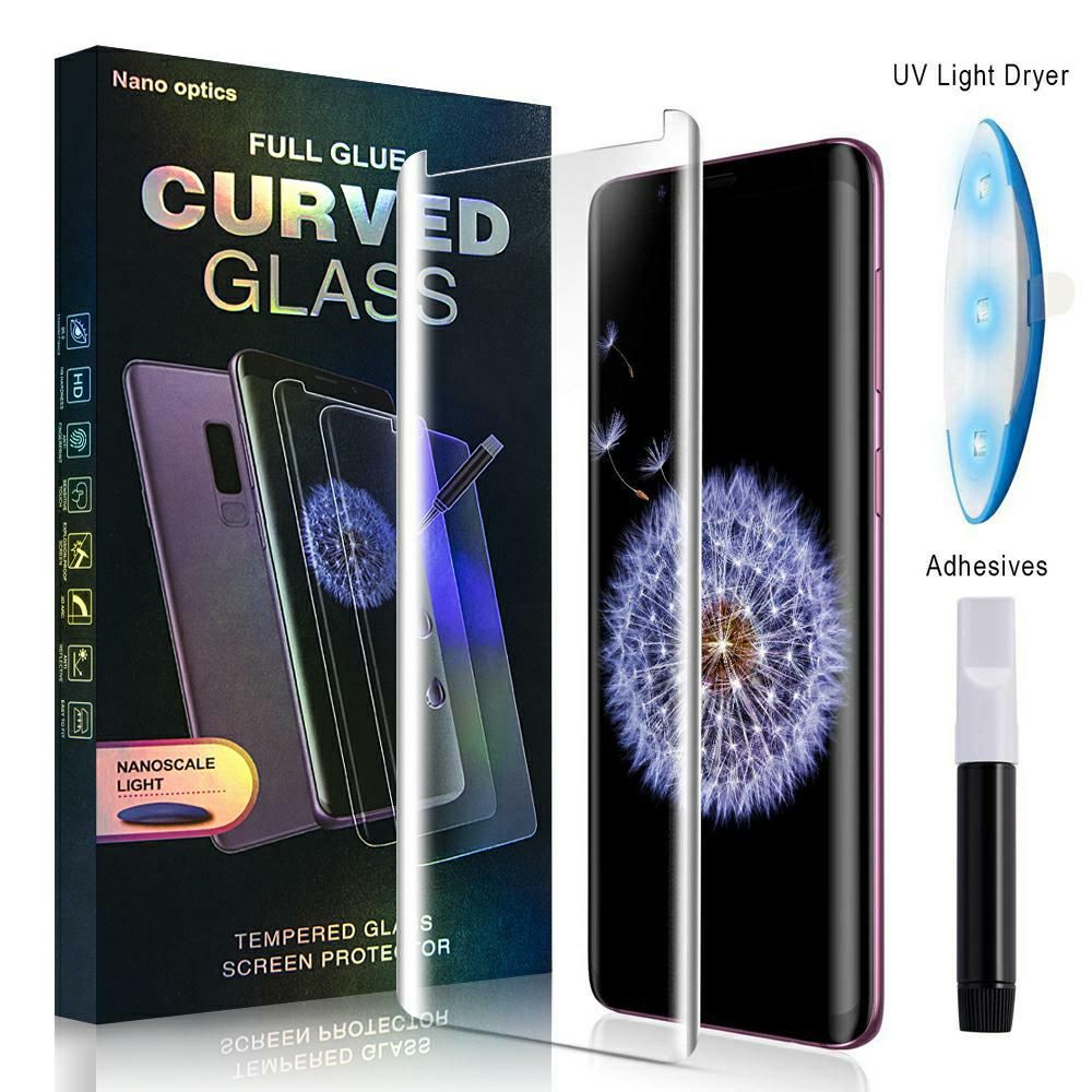 Liquid glass pro Samsung S21 Plus - s UV lepidlem - čiré Curved glass