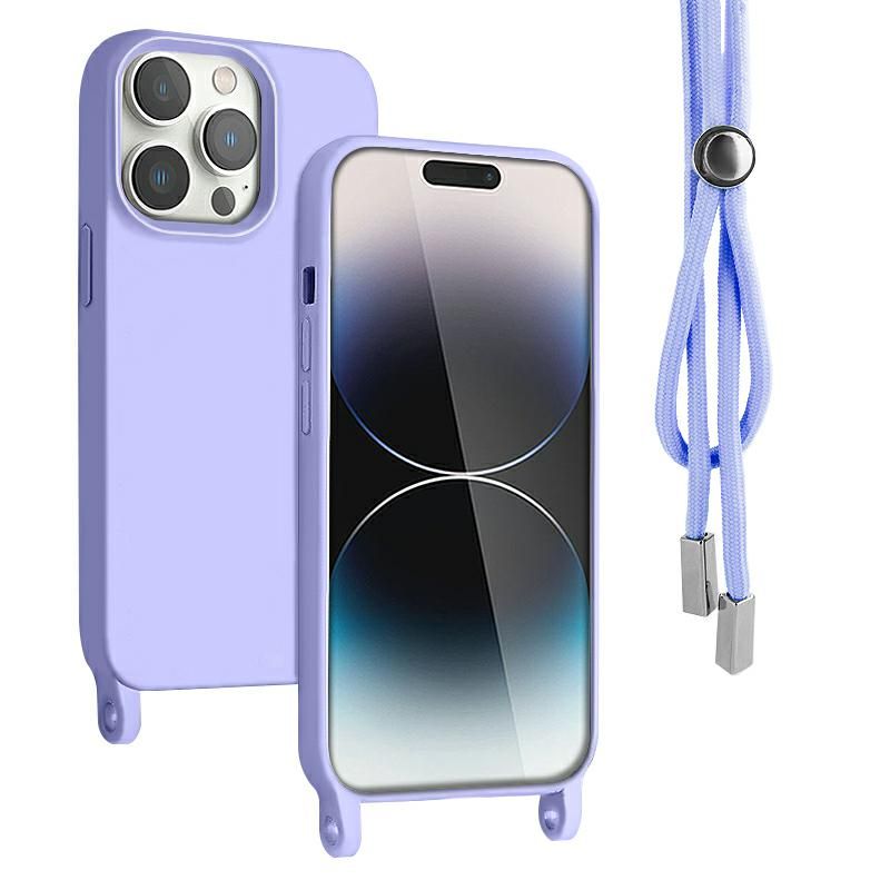 Pouzdro Rope Case na iPhone 13​ 6​,​1" na krk - fialové Jelly Case
