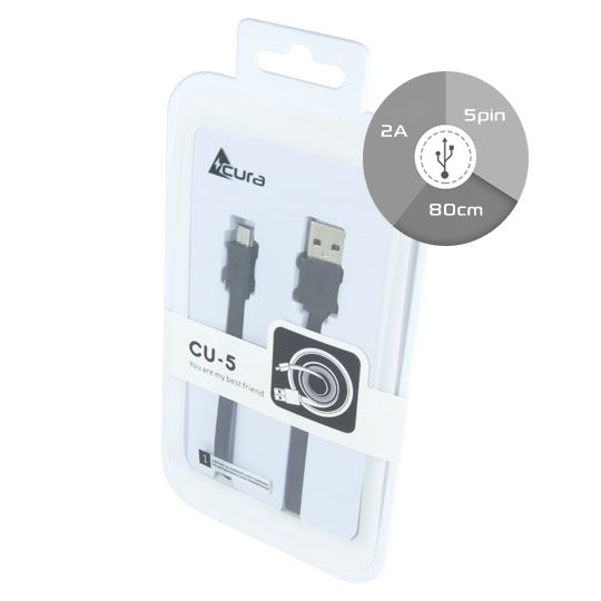 Kabel USB micro USB - CU5​ - 0​.​8M - černý Acura