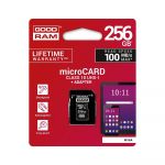 Paměťová karta micro​.​SD​ 256GB​ C10​ UHS+AD​ 100MB s adaptérem GoodRam