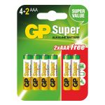 Superalkaline​ GP​ baterie​ AAA​ LR03​ 4​ +​ 2​ kusy