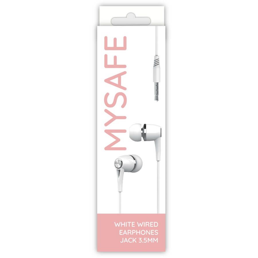 HF Stereo sluchátka Mysafe EAR35 - 3,5mm - bílé