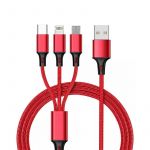 Armor kabel 3​v1​ USB-Lightning / Type C / MicroUSB - 120cm - červený